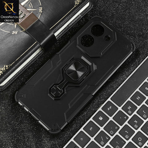 Xiaomi Poco C71 4G Cover - Black - New High Grade Quality Armor Case With Metal Ring And KickStand