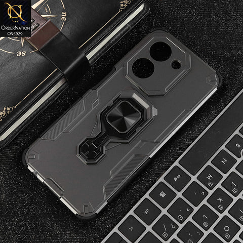 Xiaomi Poco C71 4G Cover - Gray - New High Grade Quality Armor Case With Metal Ring And KickStand