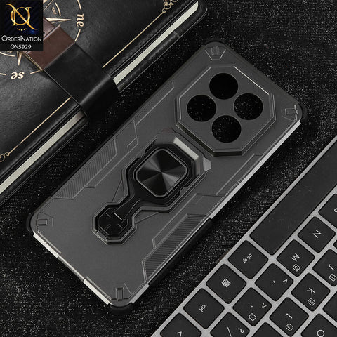 Xiaomi Redmi Note 14 Pro 4G Cover - Gray - New High Grade Quality Armor Case With Metal Ring And KickStand