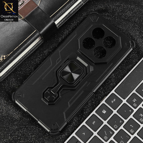 Xiaomi Redmi Note 14 Pro 5G Cover - Black - New High Grade Quality Armor Case With Metal Ring And KickStand