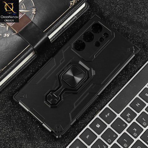 Samsung Galaxy S24 Ultra Cover - Black - New High Grade Quality Armor Case With Metal Ring And KickStand