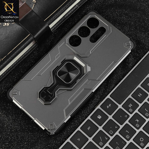 Samsung Galaxy S25 Ultra Cover - Gray - New High Grade Quality Armor Case With Metal Ring And KickStand