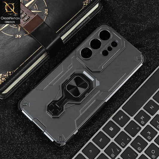 Samsung Galaxy S26 Ultra Cover - Gray - New High Grade Quality Armor Case With Metal Ring And KickStand
