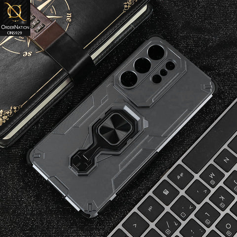 Samsung Galaxy S26 Ultra Cover - Gray - New High Grade Quality Armor Case With Metal Ring And KickStand