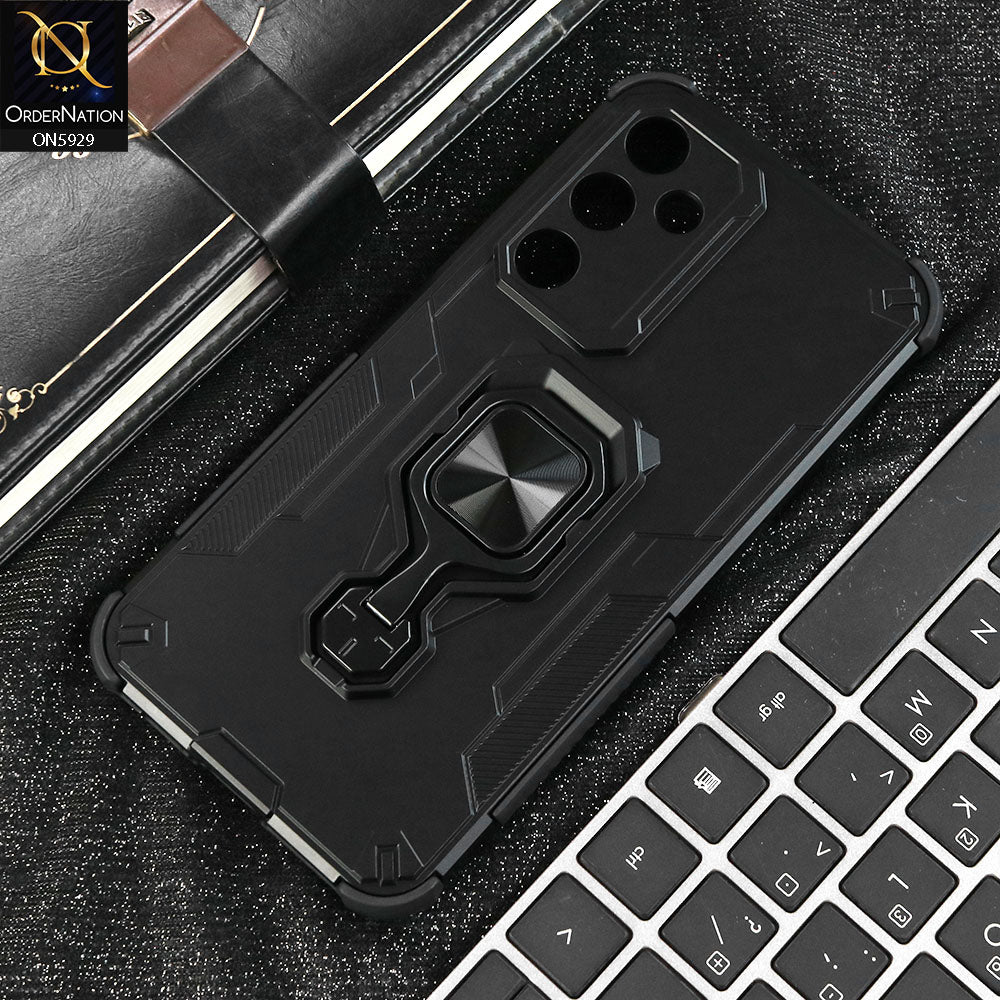 Samsung Galaxy A55 Cover - Black - New High Grade Quality Armor Case With Metal Ring And KickStand