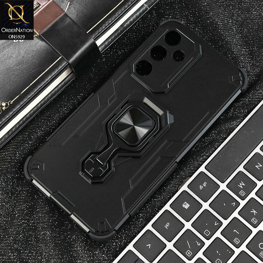 Samsung Galaxy A55 Cover - Black - New High Grade Quality Armor Case With Metal Ring And KickStand