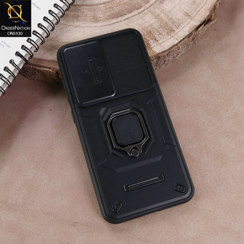 Samsung Galaxy S24 FE Cover - Black - New High Grade Quality Armor Case With Metal Ring And Kickstand And Sliding Camera Protection