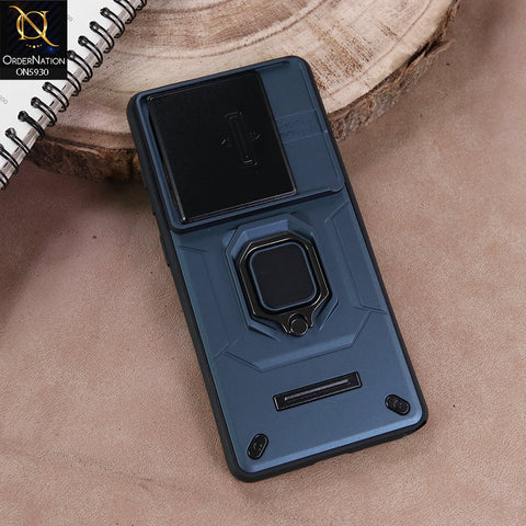 Samsung Galaxy S26 Ultra Cover - Blue - New High Grade Quality Armor Case With Metal Ring And Kickstand And Sliding Camera Protection