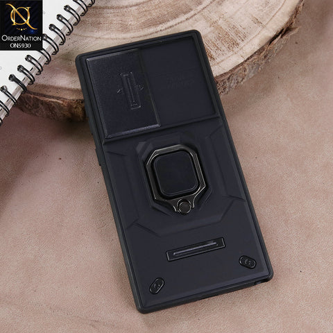 Samsung Galaxy A36 Cover - Black - New High Grade Quality Armor Case With Metal Ring And Kickstand And Sliding Camera Protection