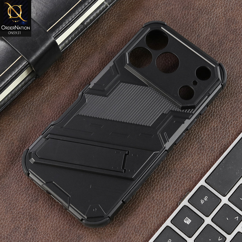 iPhone 17 Pro Cover - Black -   New Ultra Punk TPU Shockproof Phone Case with Kickstand And Camera Protection