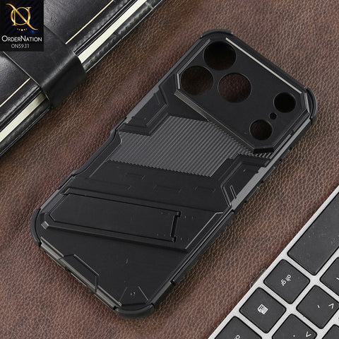 iPhone 17 Pro Cover - Black -   New Ultra Punk TPU Shockproof Phone Case with Kickstand And Camera Protection