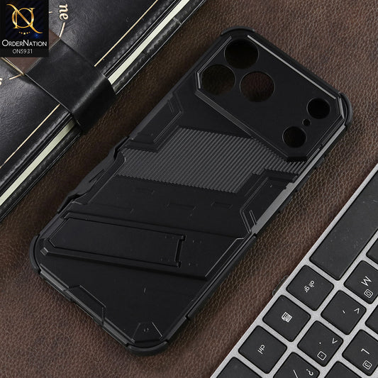 iPhone 17 Pro Max Cover - Black -   New Ultra Punk TPU Shockproof Phone Case with Kickstand And Camera Protection