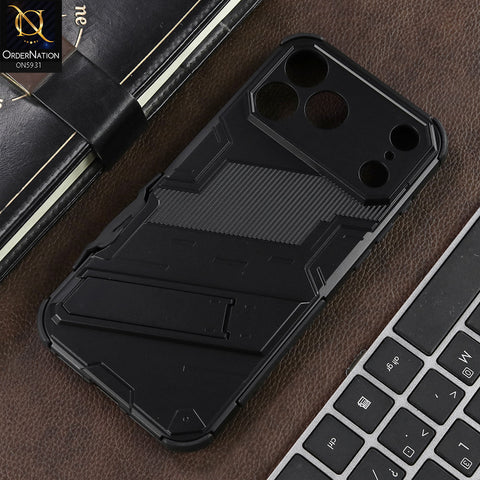 iPhone 17 Pro Max Cover - Black -   New Ultra Punk TPU Shockproof Phone Case with Kickstand And Camera Protection
