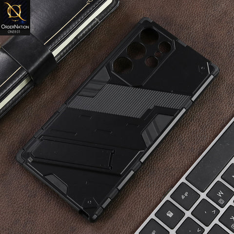 Samsung Galaxy S23 Ultra Cover - Black - New Ultra Punk TPU Shockproof Phone Case with Kickstand And Camera Protection