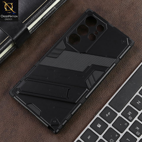 Samsung Galaxy S24 Ultra Cover - Black - New Ultra Punk TPU Shockproof Phone Case with Kickstand And Camera Protection