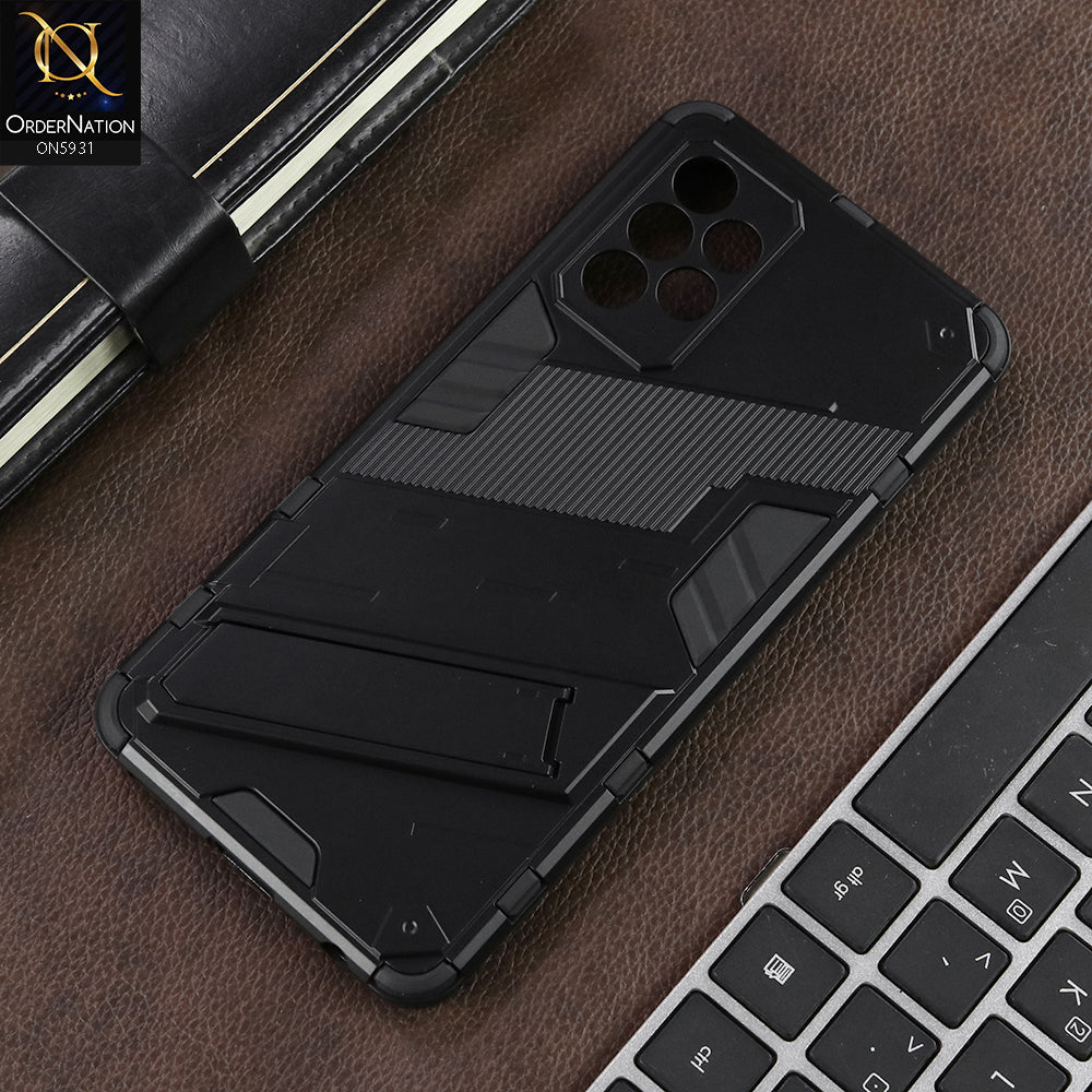 Samsung Galaxy A52 Cover - Black - New Ultra Punk TPU Shockproof Phone Case with Kickstand And Camera Protection
