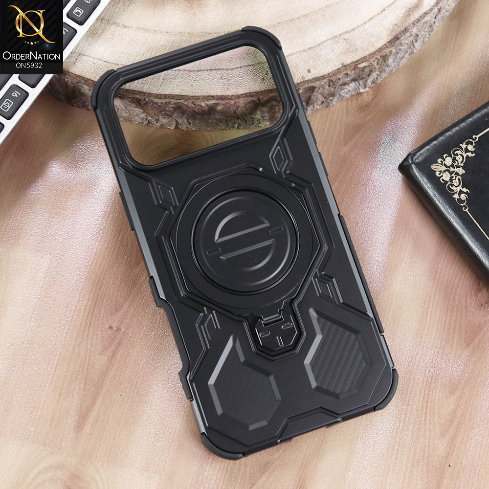 iPhone 17 Pro Max Cover - Black -  MagSafe Compatible Case with Kickstand Ring Holder TPU Shockproof
