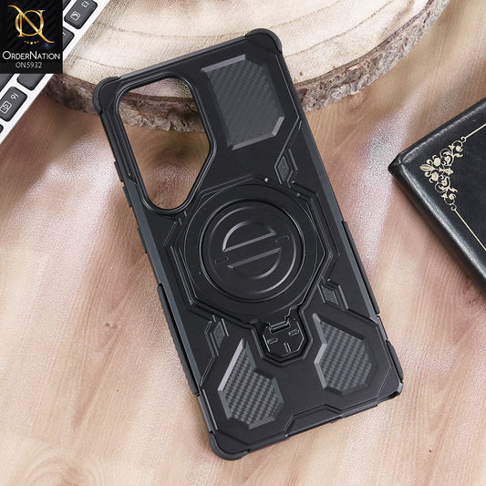 Samsung Galaxy S25 Ultra Cover - Black -  MagSafe Compatible Case with Kickstand Ring Holder TPU Shockproof