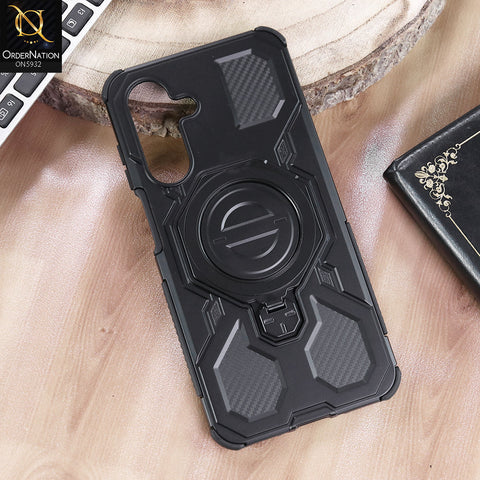 Samsung Galaxy M17 Cover - Black -  MagSafe Compatible Case with Kickstand Ring Holder TPU Shockproof
