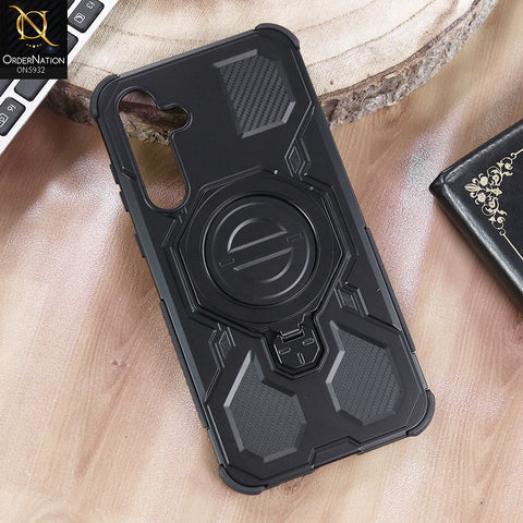 Samsung Galaxy A35 Cover - Black -  MagSafe Compatible Case with Kickstand Ring Holder TPU Shockproof