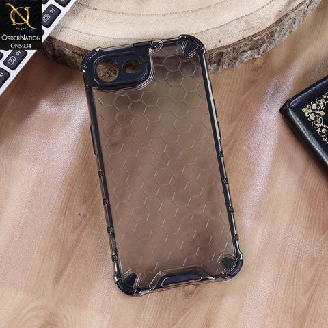 iPhone 16e Cover - Black - Airbag Shockproof Hybrid Honeycomb Transparent Case