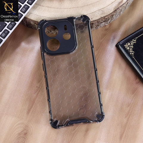 Xiaomi Redmi Note 14 4G Cover - Black - Airbag Shockproof Hybrid Honeycomb Transparent Case