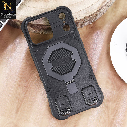 iPhone 17 Pro Max Cover - Black -  MagSafe Compatible Case with Kickstand Ring Holder TPU Shockproof