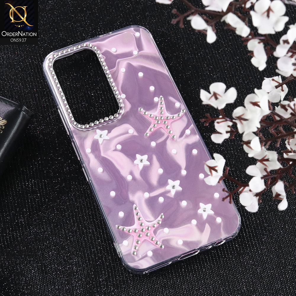 Infinix Hot 60 Pro Cover - Light Pink - New Cool Trendy Shiny Stared Case With Rhinestones