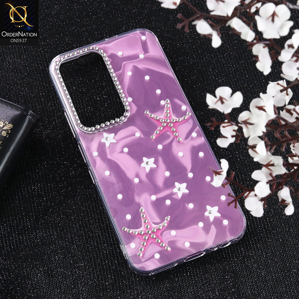 Infinix Hot 60 Pro Cover - Pink - New Cool Trendy Shiny Stared Case With Rhinestones