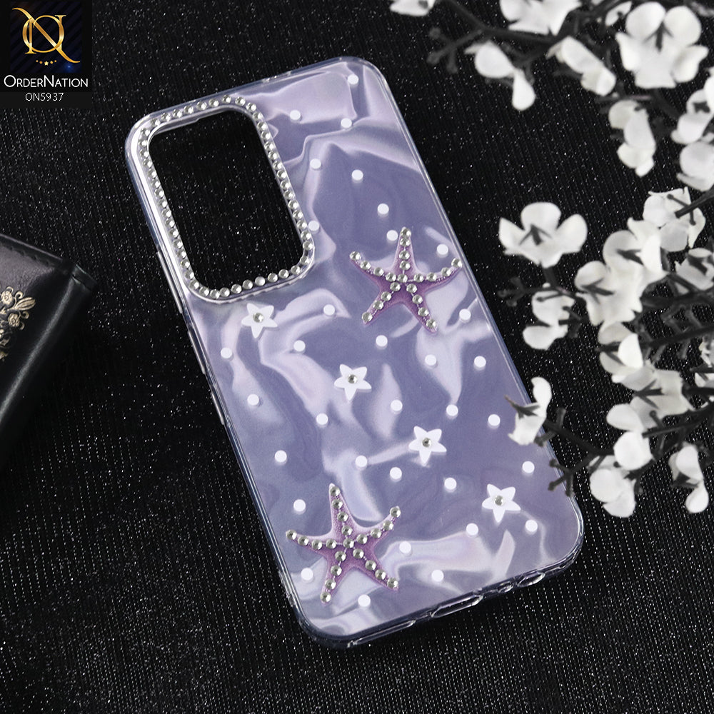 Infinix Hot 60 Pro Cover - Purple - New Cool Trendy Shiny Stared Case With Rhinestones