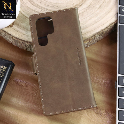 Samsung Galaxy S23 Ultra Cover - Brown - New CaseMe Fully Premium High Grade Quality Leather Flip Book With Card Holding Slots And Magnetic Closure 033