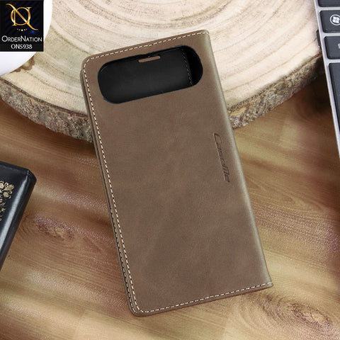 iPhone 17 Air Cover - Brown - New CaseMe Fully Premium High Grade Quality Leather Flip Book With Card Holding Slots And Magnetic Closure 033