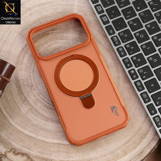 iPhone 17 Pro Max Cover - Orange -  New Blue Shark Premium Quality Tpu Soft Bordered Case With Metal KickStand