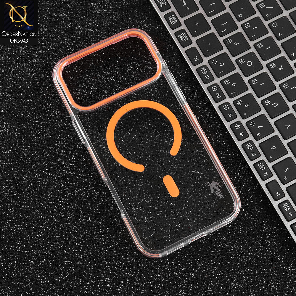 iPhone 17 Pro Max Cover - Orange -  BlueShark Premium Quality Hard Clear Case With Magsafe