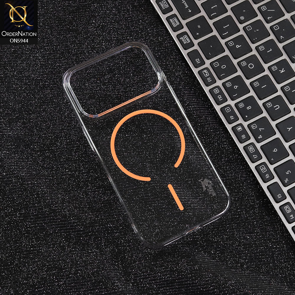 iPhone 17 Pro Max Cover - Orange -  BlueShark Premium Quality Hard Clear Case With Magsafe