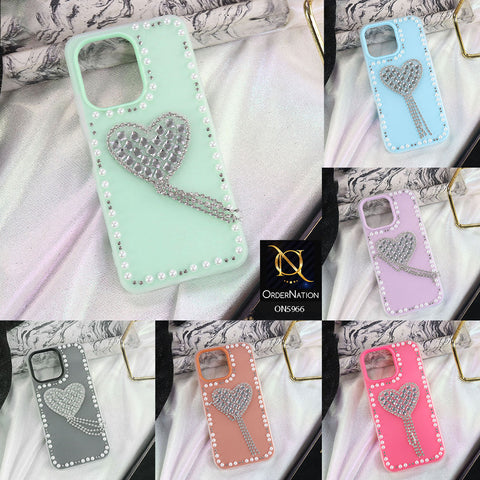 Samsung Galaxy A32 Cover - Pink -  Stuninng Pearls And Heart Shaped RhineStones Hard Case With Double Protective Layers