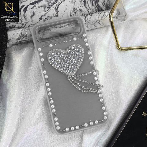 Infinix Smart 10 Plus Cover - Black -  Stuninng Pearls And Heart Shaped RhineStones Hard Case With Double Protective Layers
