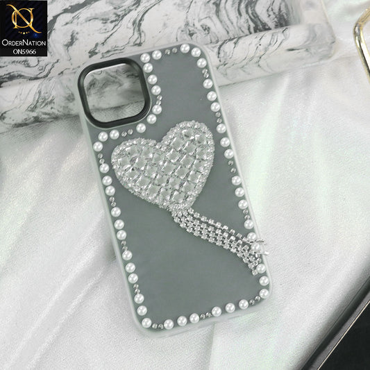 iPhone 11 Pro Cover - Black - Stuninng Pearls And Heart Shaped RhineStones Hard Case With Double Protective Layers