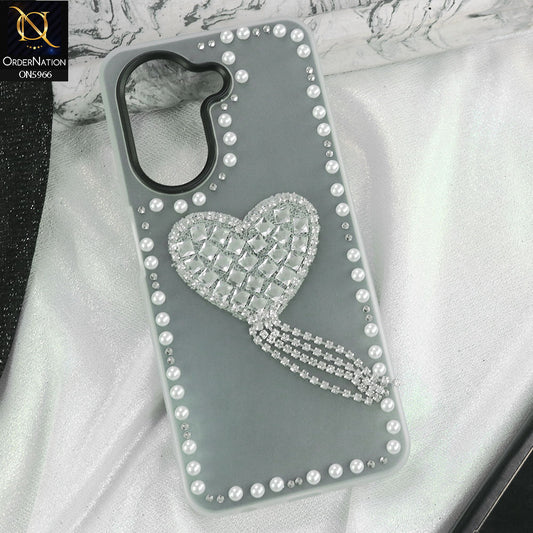 Xiaomi Redmi A5 4G Cover - Black -  Stuninng Pearls And Heart Shaped RhineStones Hard Case With Double Protective Layers
