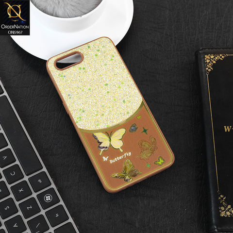 Oppo A12e Cover - Brown -  New Trendy Butterfly Moeity Glitter Soft Borders Shiny Case