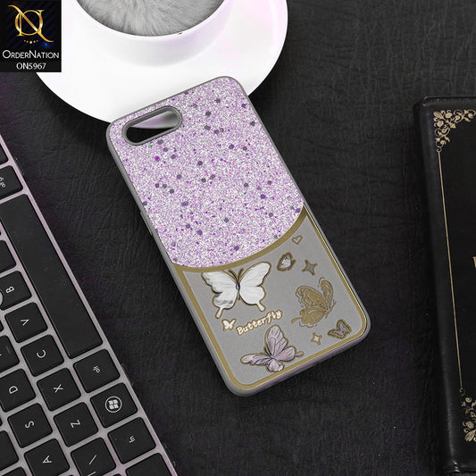Oppo A5 2020 Cover - Gray -  New Trendy Butterfly Moeity Glitter Soft Borders Shiny Case
