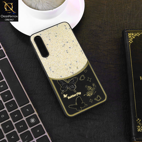 Samsung Galaxy A50 Cover - Black -  New Trendy Butterfly Moeity Glitter Soft Borders Shiny Case