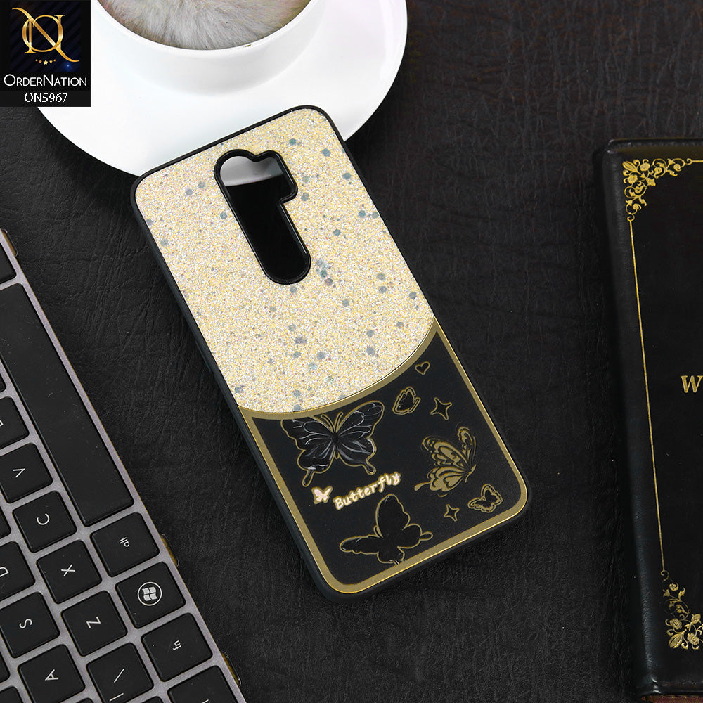 Oppo A9 2020 Cover - Black -  New Trendy Butterfly Moeity Glitter Soft Borders Shiny Case