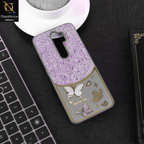 Oppo A9 2020 Cover - Gray -  New Trendy Butterfly Moeity Glitter Soft Borders Shiny Case