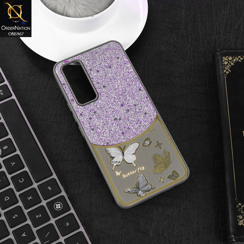 Oppo A54s Cover - Gray -  New Trendy Butterfly Moeity Glitter Soft Borders Shiny Case