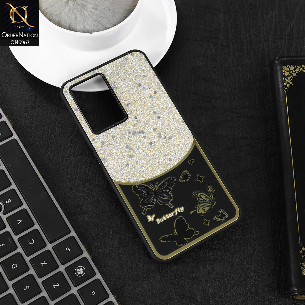 Oppo A77s Cover - Black -  New Trendy Butterfly Moeity Glitter Soft Borders Shiny Case