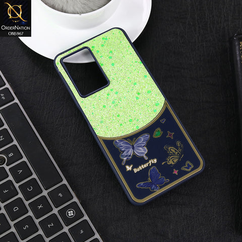 Oppo A57s Cover - Blue -  New Trendy Butterfly Moeity Glitter Soft Borders Shiny Case