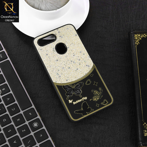 Oppo A7 Cover - Black -  New Trendy Butterfly Moeity Glitter Soft Borders Shiny Case