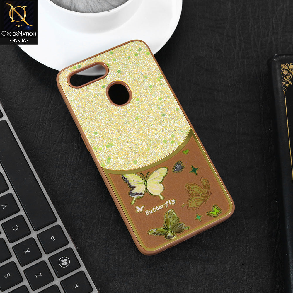 Oppo A5s Cover - Brown -  New Trendy Butterfly Moeity Glitter Soft Borders Shiny Case