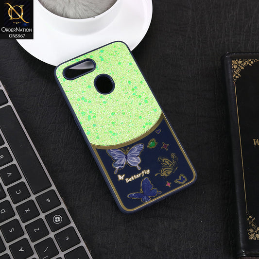 Oppo A12 Cover - Blue -  New Trendy Butterfly Moeity Glitter Soft Borders Shiny Case